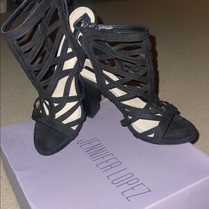 New Jennifer Lopez Black Strappy Heels